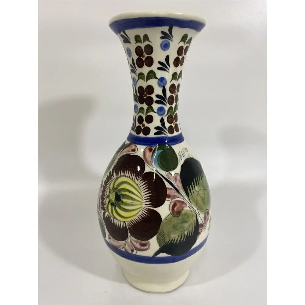 Large Vintage Mexican Tonala Folk Art Pottery Vase 12” - Picture 1 of 9